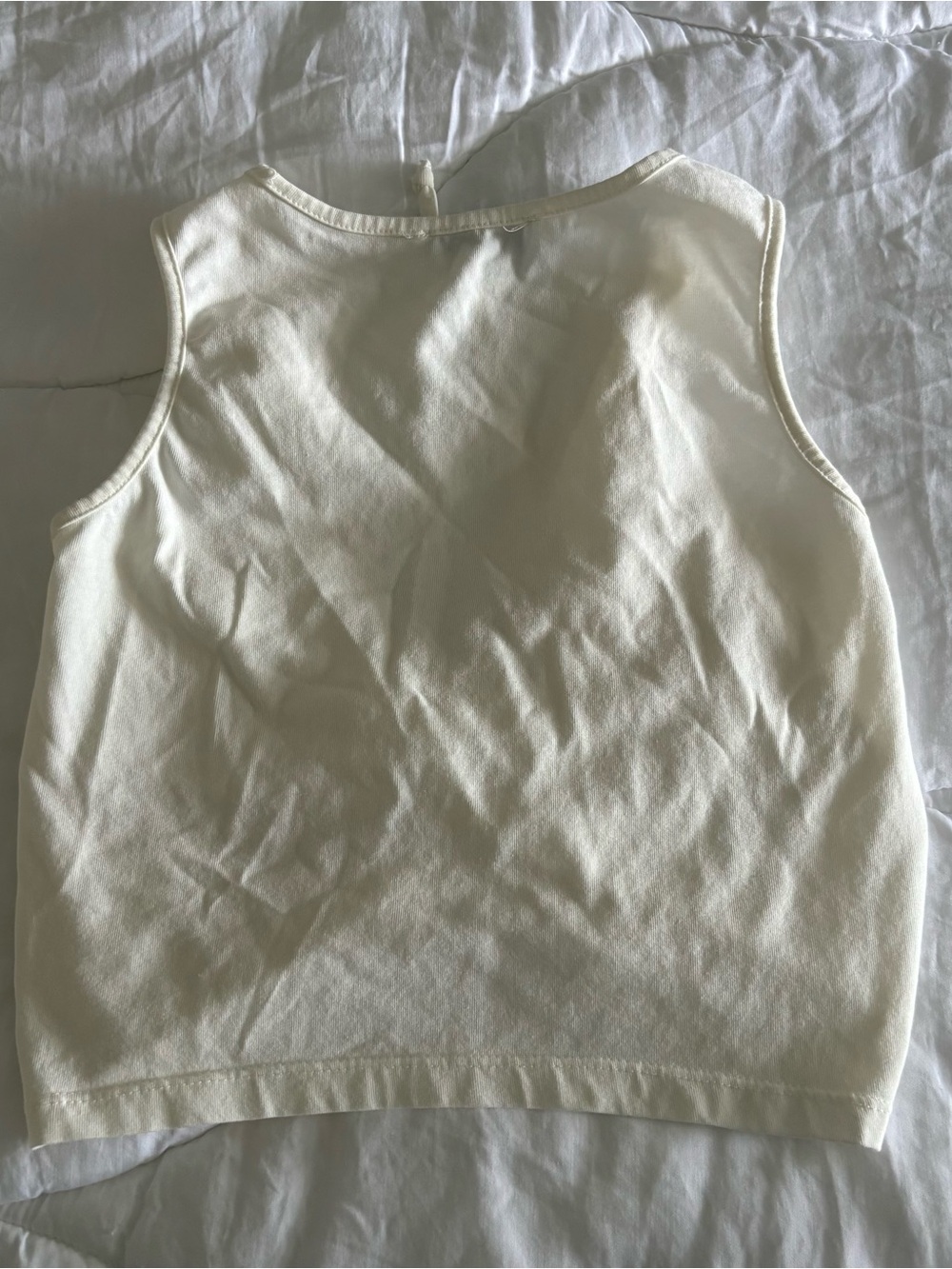 Alcott Cream Ruched Front Drawstring Crop Tank - Picture 3 of 5